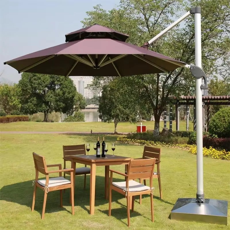 Industrial Quality 3m Aluminium Cantilever Umbrella with Integrated Solar LED System for Large Outdoor Installations