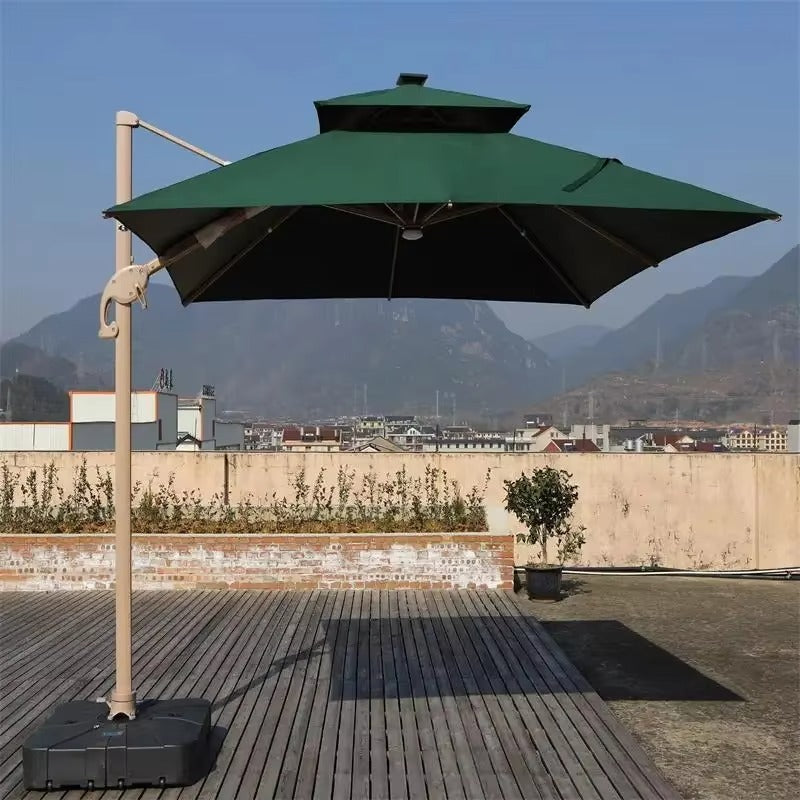 Industrial Quality 3m Aluminium Cantilever Umbrella with Integrated Solar LED System for Large Outdoor Installations