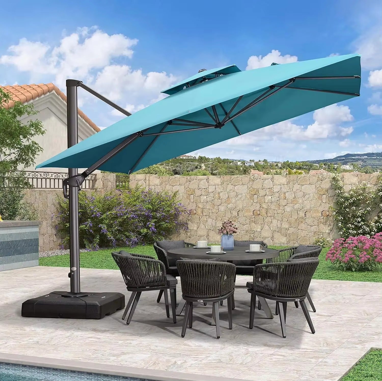Commercial Grade 3m Aluminium Cantilever Umbrella with Solar LED Lights for Wholesale Outdoor Shade Solutions