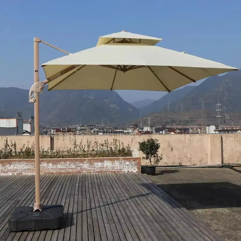 Industrial Quality 3m Aluminium Cantilever Umbrella with Integrated Solar LED System for Large Outdoor Installations
