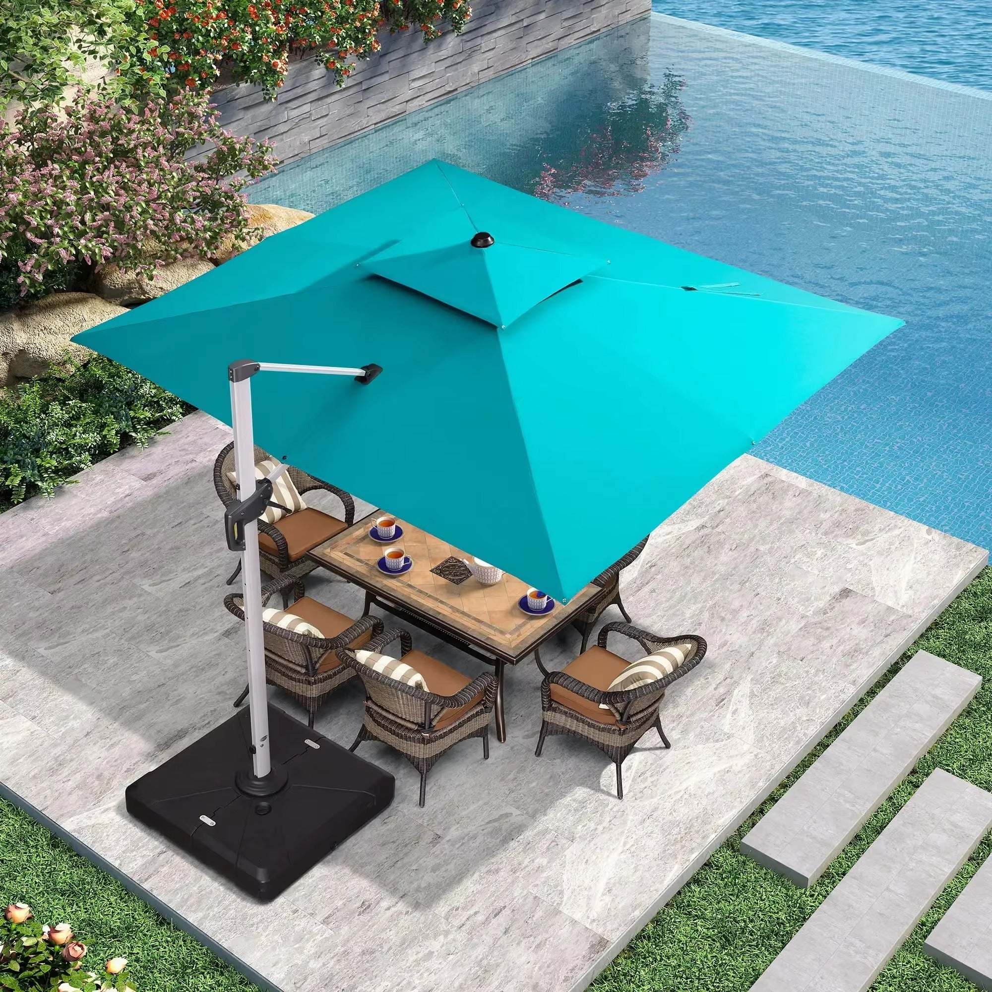 Commercial Grade 3m Aluminium Cantilever Umbrella with Solar LED Lights for Wholesale Outdoor Shade Solutions